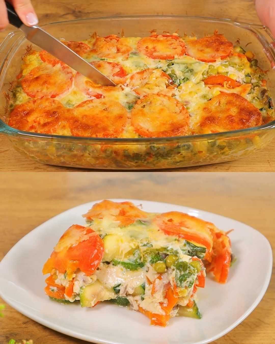 Zucchini Vegetable Casserole with Mozzarella and Creamy Sauce