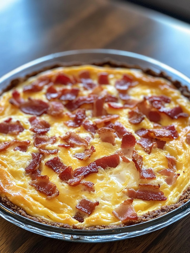 Delicious Bacon & Cheese Crustless Quiche