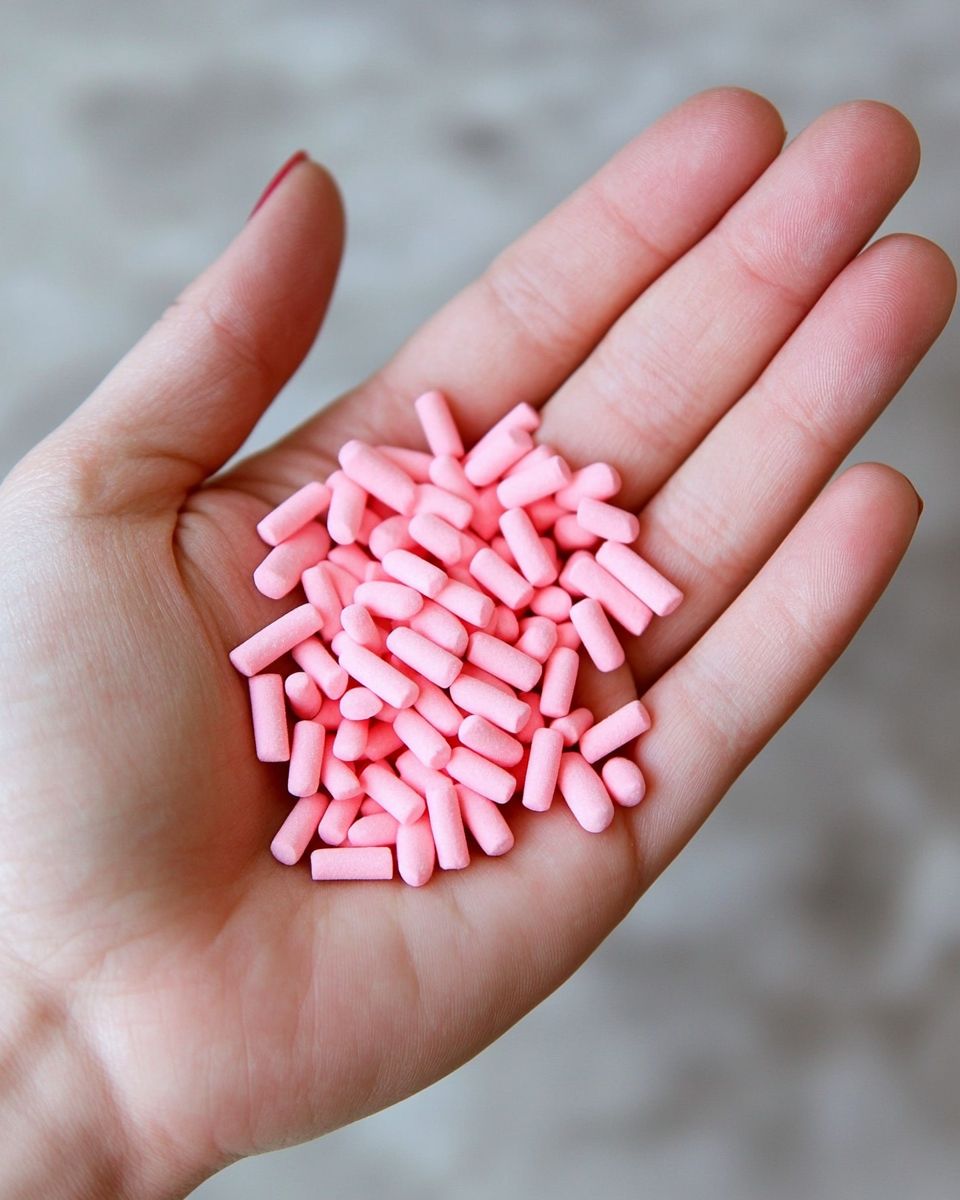 Found some strange pink, chalk-like pellets in my yard. No smell, very light. I have pets and a baby. Know what they are? Should I be concerned?