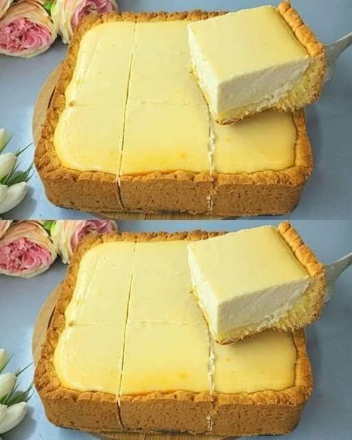 Square Baked Cheesecake with Golden Crust