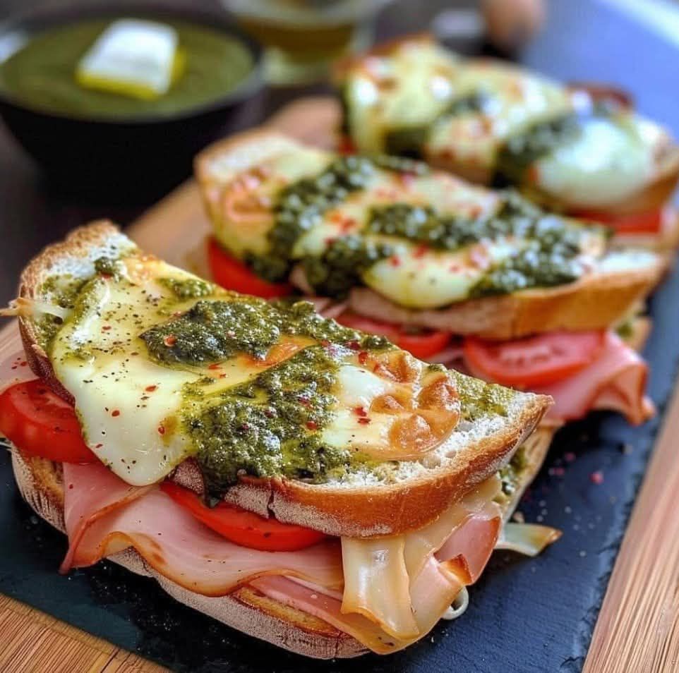 Italian Croque-Monsieur: Pesto and Mozzarella
