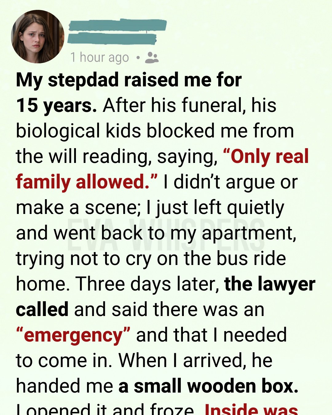 I Was Told to Leave My Stepdad’s Will Reading—Three Days Later, the Lawyer Called Me Back