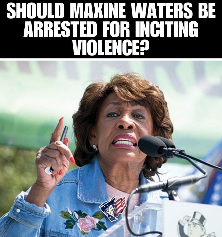 Accountability matters! 🇺🇸 𝐓𝐨𝐝𝐚𝐲’𝐬 𝐏𝐨𝐥𝐥: Should Maxine Waters be arrested for inciting violence? 𝐕𝐨𝐭𝐞 𝐇𝐞𝐫𝐞 👉