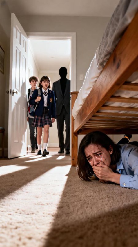 My neighbor kept insisting she spotted my daughter at home during school hours. To be sure, I pretended to leave for work—then hid beneath the bed. Minutes later, I heard more than one set of footsteps crossing the hallway.