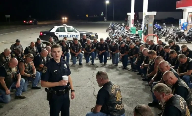 50 Bikers Surrounded A Rookie Cop At A Gas Station Then Dropped To Their Knees
