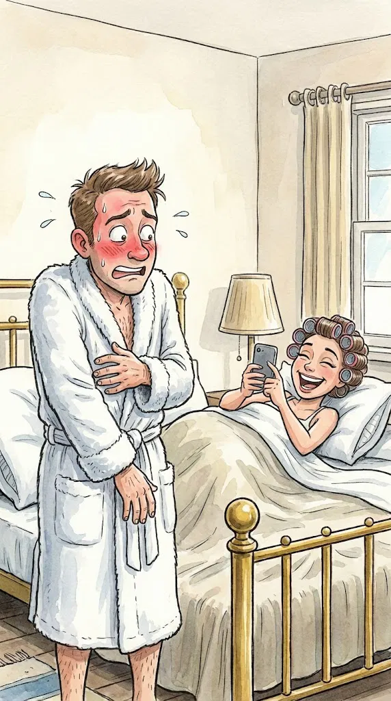 On their first night together, a newlywed couple go to change