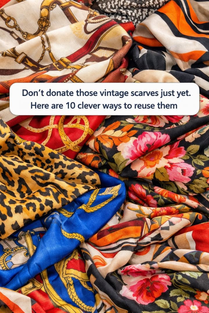 Don’t donate those vintage scarves just yet. Here are 10 clever ways to reuse them