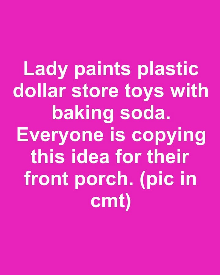 Lady paints plastic dollar store toys with baking soda. Everyone is copying this idea for their front porch.