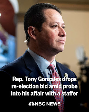 The embattled Rep. Tony Gonzales announced Thursday night that he will drop his bid for re-election but will serve out the rest of his term in Congress, following a tumultuous set of weeks for the congressman who admitted to having an affair with an aide who later died by suicide. Republican leadership rebuked Gonzales earlier on Thursday, with House Speaker Mike Johnson, who leads a razor-thin GOP majority in the lower chamber, calling on him to retire at the end of his term but not resign from the role entirely. more in first comments 👇👇